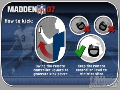 Algunos de los ejemplos de movimientos que podremos hacer en Madden NFL 2007 para Wii